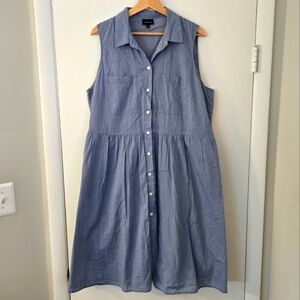 Who What Wear 100% Cotton Blue Chambray Denim Midi Shirtdress Size XXL